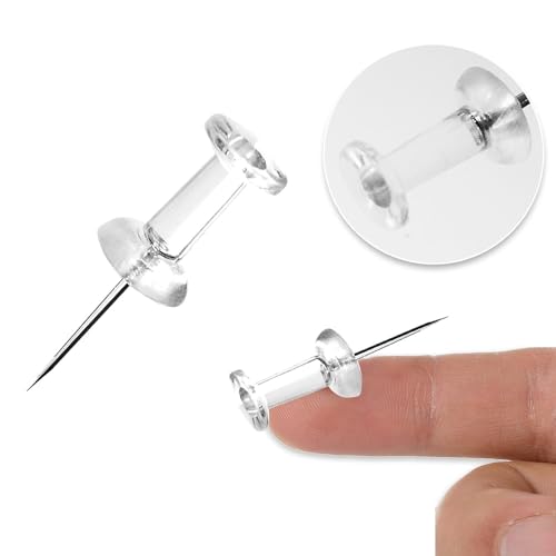 DEEINN Clear Plastic Head Push Pins, 200 Count, Steel Point Tacks