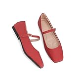 Frauen stilvolle und komfortable Quadratnotor Mary Jane Flats mit Schnallenriemen, Sommer-Slip-on-Schuhe ideal für Büro- und Geschäftsbetreuung von Gelegenheitsbetrieben