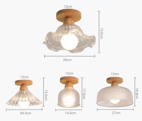 Iluminación de pasillos con plafón cilíndrico de vidrio y montura rústica 3