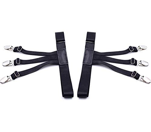 مشد مطاطي قابل للتعديل مع مشابك خاصة لتثبيت القمصان الرجالية مشد مع اربطة ومشابك مانعة للانزلاق., أسود, Free Size