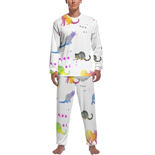 Ensemble de pyjama homme Chat De Couleur, pantalon et haut manches longues pour cocooning