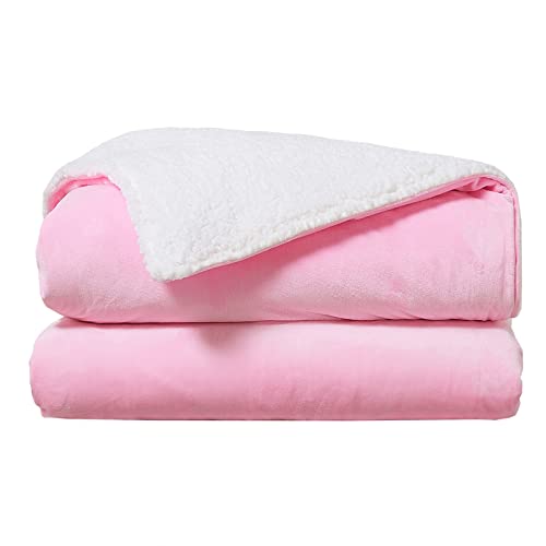 Satwip Weighted Blanket 12 Pounds For Adults - 2 Pcs Weighted Throws With Washable Duvet Cover, Dual Comfort With Fuzzy Warm Flannel And Soft Cozy Sherpa, 48 X 72 Inches, Pink White #TOP7
