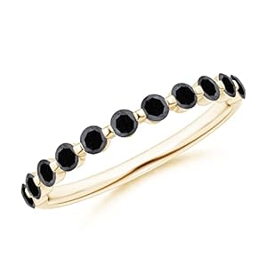 Angara Natural Black Diamond Stackable Ring for Women in 14K Solid Gold/Platinum | April Birthstone Jewelry Gifts for Her | Wedding | Engagement | Anniversary