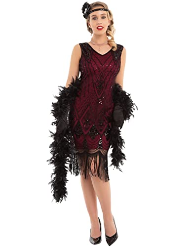 Image of PrettyGuide Women 1920s Gatsby Cocktail Sequin Art Deco Flapper Dress