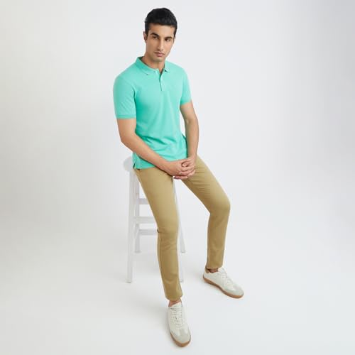 Image of Parx Men Regular Fit Solid Pattern Cotton Polyester Blend Half Sleeve Polo Neck Casual T-Shirt
