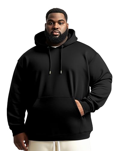 Men's Big & Tall Sweatshirts Hoodies Pullover Cotton Casual Hoodie Drawstring Long Sleeve Hooded Jacket with Pocket