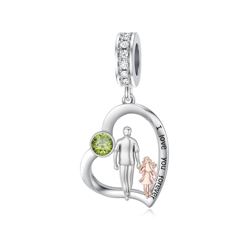 Image of PROESS Father Mother Daughter Charm fit Charms Bracelet Sterling Silver Charms for Bracelets Birthday Valentines Day Gifts for Daughter Mother Lover
