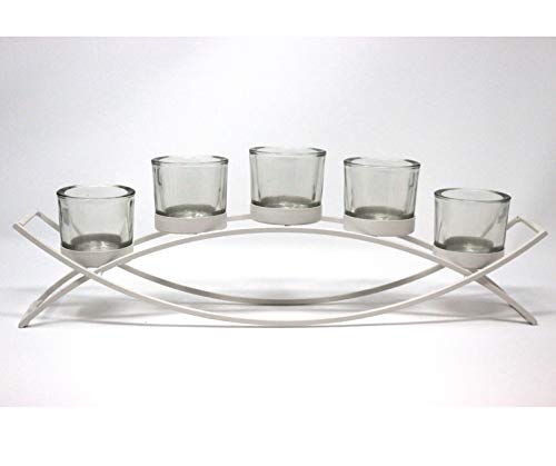 Seraphic 5-Cup Arch Iron Centerpiece Candle Holder, White