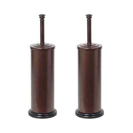 Conjunto de escova de vaso sanitário (pacote com 2), bronze | da Home Basics | Escova e suporte de vaso sanitário de aço | Suportes para banheiros | Organizador de escova de vaso sanitário chique
