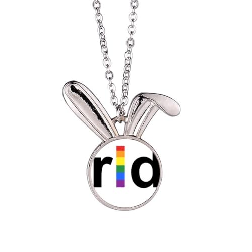 Collier lapin transgenre arc-en-ciel LGBT en acier pour la communaute pride