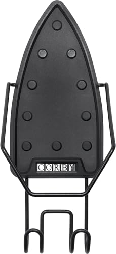 Corby Sherwood Wall Mounted Iron & Ironing Board Holder Black Nylon & Steel Storage Bracket Heat Resistant Resting Plate Concealed Fixings Space Saving Hotel Guest Room Ironing Storage Solution