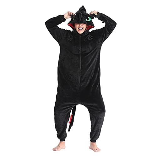 Pijama Importado Dragão Banguela Kigurumi Peludinho Unissex Tamanho: M; Cor: Preto