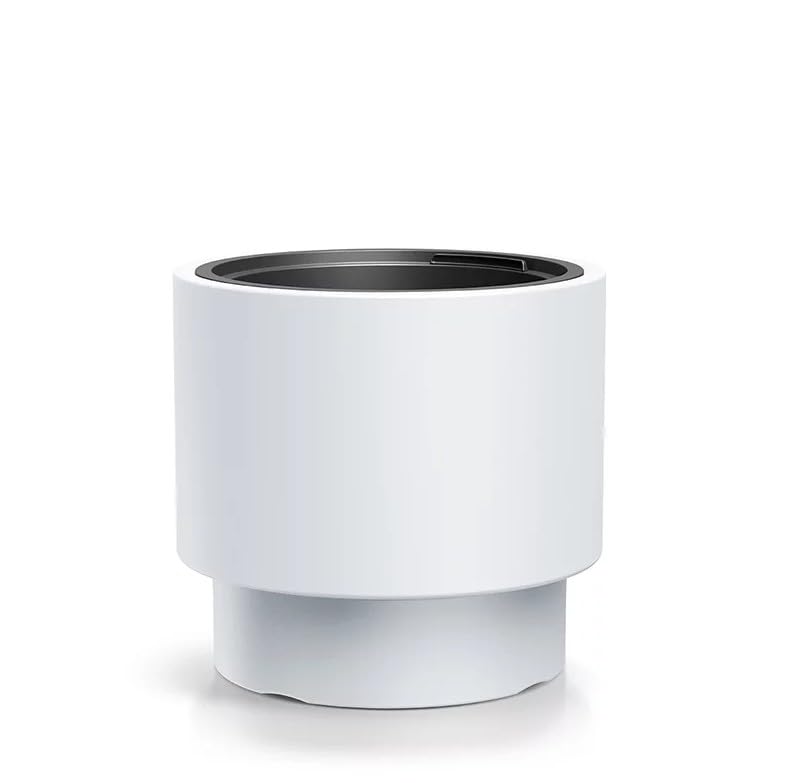 konzept vaso da fiori 40 cm di diametro con inserto – vaso moderno grande esterno h 37 cm, 40 l, in plastica, resistente ai raggi uv e al gelo, per interni, balcone, terrazza e giardino, bianco