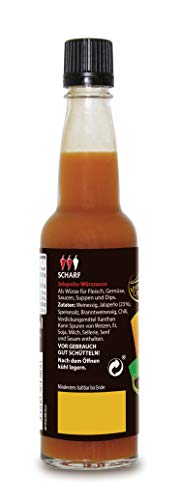 Kattus - Jalapeño Sauce HOT | Zum feurig-scharfen Verfeinern von Fleisch, Gemüse | Zum Würzen von Saucen und Dips | Vegan, ohne Geschmacksverstärker | 100 ml in der Glasflasche