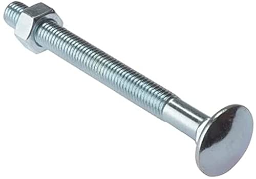 Image of Merriway BH02152 Carriage Bolts with Nuts, M8 x 50mm (5 /16 inch x 2 inch) - Zinc Plated, Pack of 4