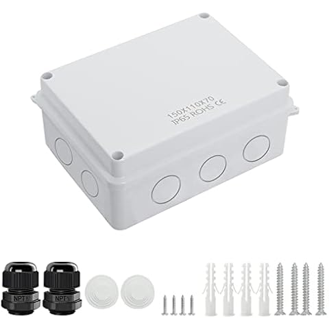 LeMotech Junction Box, Electrical Box IP65 Water Resistant Dustproof ABS Plastic Project Enclosure for Electronics White, External Size 5.9 x 4.3 x 2.8 inch Cover