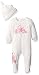 Burt's Bees Baby Girls' Waterlily Organic Coverall + Hat Set, Vanilla Cream, 6-9 Months