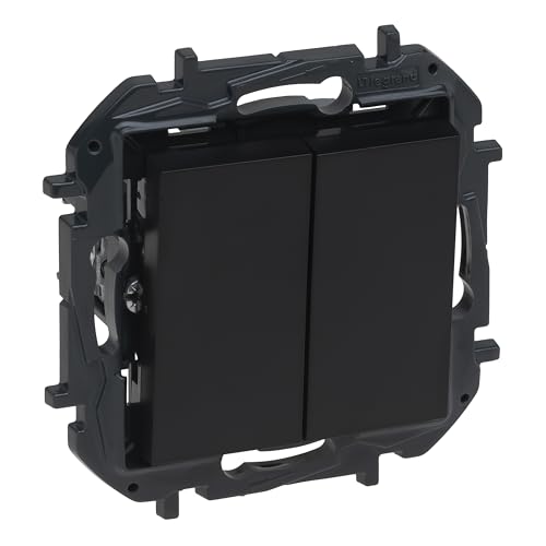 LEGRAND Interruptor o Conmutador Doble componible 10AX para instalación empotrada, Gama Niloé Step, Color Antracita, 398228B