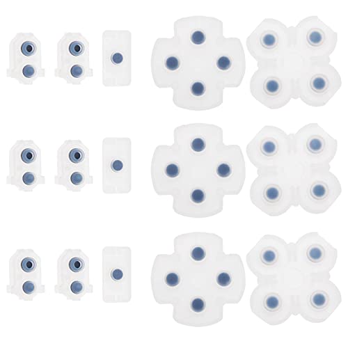 ECSiNG 3 Sets Leitfähige Tastenpads Ersatz Kompatibel mit PS4 Controller JD M-030 JD M-040 Silikon Leitfähige Klebeknopf Pad Transparent