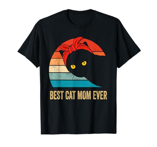 T-shirt vintage Best Cat Mom Ever, regalo per la festa della mamma Maglietta