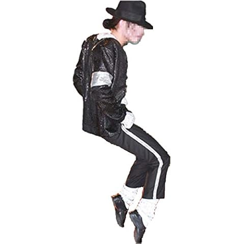 Shuanghao MJ Cosplay MJ Cos Child Adult Costume 5pcs MJ Billie Jeans Jacket+Pant+Socks+Glove+Hat (W:55-60kg H:160-170cm) Cover