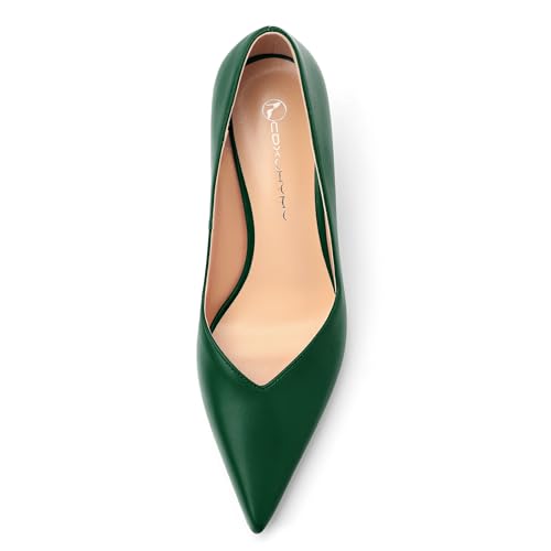 Image of Women Pointed Closed Toe 2.5 Inch Kitten Heel Slip On Pumps | Elegant Comfort Formal Dress Footwear, Versatile Ladies Shoes For Office Wedding Party Evening Daily Occasions