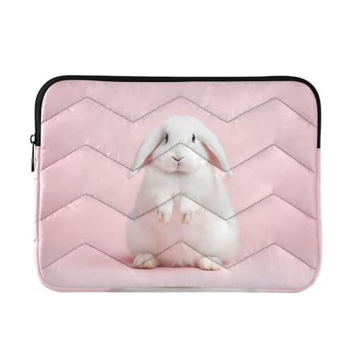 Funda para portátil rosa de 13-14 pulgadas con diseño de conejo