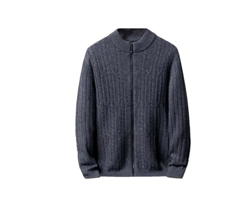 Men's Jacquards Knitted Cardigan V-Neck Thickened Sweater Casual Soft Warm Cardigan Stand Collar Slim Fit Sweater