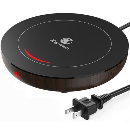 Kepwam Coffee Mug Warmer for Desk, 3-Temp Fast Heating Cup Warmer with 6H Auto Shut Off, LED Light & Smart Candle Warmer for All Beverages, Ideal Gifts for Women Men