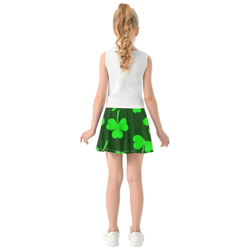Green Shamrock Clovers Tennis Skirts Toddler Dance Athletic Shorts for Girls Skorts Flowy Skirt 4t4