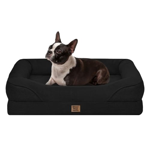 Image of Orthopedic Waterproof Dog Bed for Medium and Large Dogs | Egg Crate Foam, 4-Sided Bolster Support, Waterproof Liner, Non-Slip Bottom, Removable Bolster Cover, 36 x 27 Inch