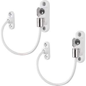 Neoteck 2PCS Kids Window Door Cable Restrictor Lock Child Baby Safety Security Wire Catch with Keys for Home Public and Commercial Applications-White
