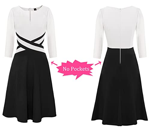 Image of VFSHOW Womens Front Zipper Work Business Casual Office Church A Line Dress