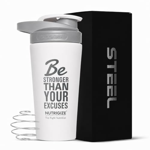 Image of Stainless steel shaker 700ml protein shaker bottle - leak proof 304 SS food grade steel, gym shaker, shaker bottles for protein, steel shaker for gym (White)