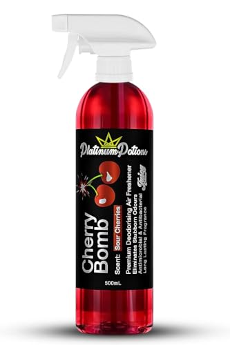 Image of Water-Based Car Air Freshener Spray | Luxury Automotive Deodorizer | Mold-Resistant Formula | Eliminates Odors and Refreshes Vehicle Interior | 17 fl oz | Cherry Bomb