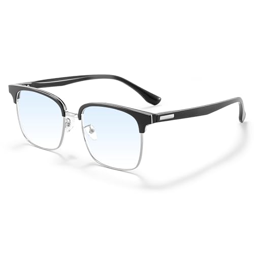 Image of Oversized Square Blue Light Blocking Glasses for Women Men, Vintage Half Frame Computer Reading Gaming Glasses, Anti Glare UV400 Eyestrain