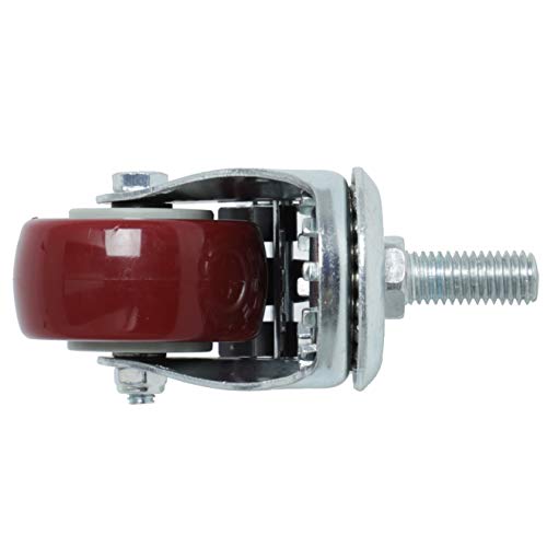 Finnhomy Swivel Caster Wheels 2 Inch Heavy Duty Threaded Stem Casters 1/2"-13 X 1" With Brake Set Of 4 Premium Polyurethane Wheels Pu Load Bearing 800 Lbs Anti-Wear Smooth Casters, Red #TOP3