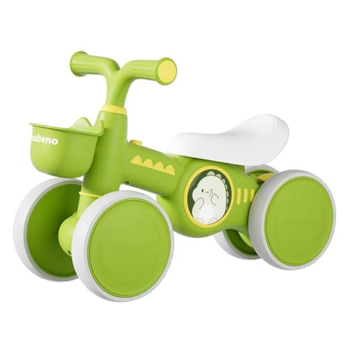 Baby Balance Bike Toddler Balance Car Indoors and Outdoors for 12-36 Months First Bicycle without Pedal Four Wheels with Music and Lights First Ride on Toys First Birthday Gift (Green)