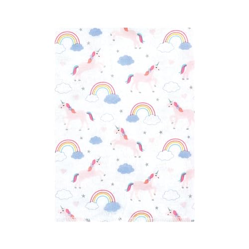 Image of Hudson Baby Unisex Baby Cotton Poly Flannel Burp Cloths Bundle, Unicorns Rainbows, One Size