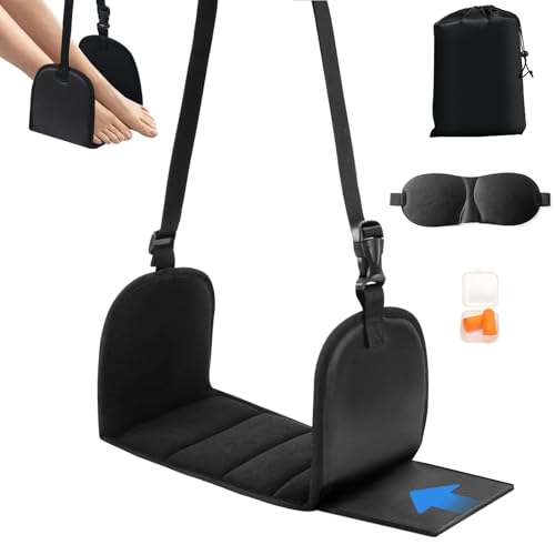 Airplane Foot Rest,Long Haul Flight Essentials,Portable Adjustable Hanging Leg Rest with Support Plates,Flight Essentials Foot Hammock for Plane Train Travel Office Under Desk Car Home Anti Swelling