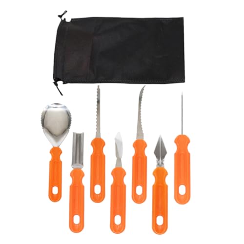 ARTIBETTER 7 Pcs Stainless Steel Pumpkin Carving Kit with Storage Bag Creative Tools for Halloween Decoration Sculpting Fruits Vegetables for Festive Gatherings and Parties