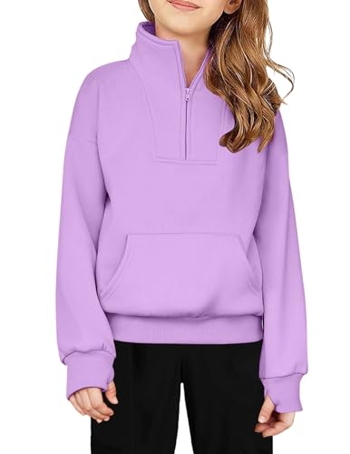 Arshiner Girls Half Zip Sweatshirt Fleece Quarter Zip Pullover Sweatshirts