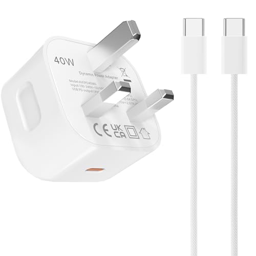 iphone 17 pro Charger New 40W Dynamic Power Adapter with 60W Max USB C Fast Charging Plug with 2M/6.6ft braided design C to C Charge Cable for iphone Air/17/17 pro/17 Pro Max/ipad Pro 13/ipad Air 13