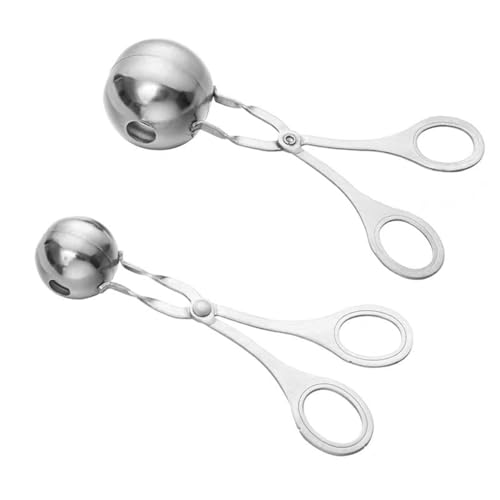 2 PCS Meatball Spoon Set Stainless Steel ball Maker Kit Kitchen Tool for Perfectly Shaped Meatballs, Ice Cream Balls, Melon Fruits (Large and Small Sizes)
