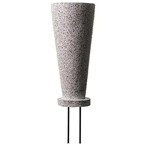 Everlasting Silk Flowers Cemetery Vase with Stakes - Plastic Flower Vases with 2 Ground Spikes, Draining Holes - for Garden, Lawn, Yard - Memorial Grave Decorations 12.7x3.4x3.9, Grey Granite Design Cover