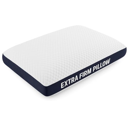 FirmNest Extra Firm Pillow Memory Foam Core Support for Side and Back Sleepers Neck Alignment Comfortable Loft Washable Cover Fits Standard Pillowcases Designed to Hold Shape Night After Night
