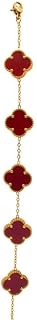 Stainless Steel Bracelet With Clover Designn For Girls - Gold Burgandy