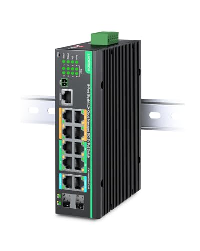 Image of LINOVISION Industrial 12 Ports L2+ Cloud Managed PoE Switch with DC8~57V Redundant Power Input, Full Gigabit Solar PoE Switch, IEEE802.3af /at, Total PoE Budget 240W, NDAA Compliant