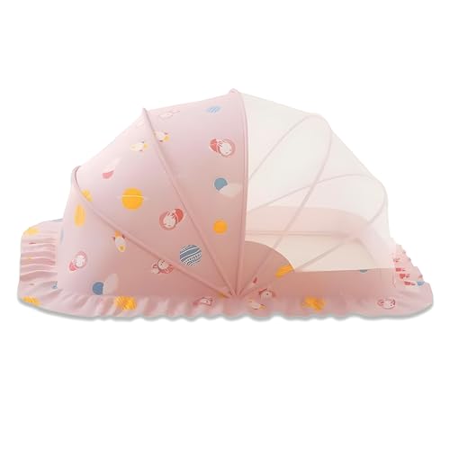 Image of Mosquiteros para Cunas De Bebes,Portable Folding Mosquito Net for Stroller,Breathable Foldable Cots Bottomless Crib Net Sun Sheltert(Pink, 50 inchx26 inchx28 inch)