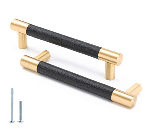 Best Cyber Deals 🔥 Linkaa Leather Drawer Pull 5 inch, Black Leather Cabinet Handles Black Cabinet Pulls Cabinet Hardware, Gold Cabinet Knobs Dresser Handles, 10 Pack (Black Leather & Brushed Brass) Exclusive Special Linkaa Leather Drawer Pull 5 inch, Black Leather Cabinet Handles Black Cabinet Pulls Cabinet Hardware, Gold Cabinet Knobs Dresser Handles, 10 Pack (Black Leather & Brushed Brass)